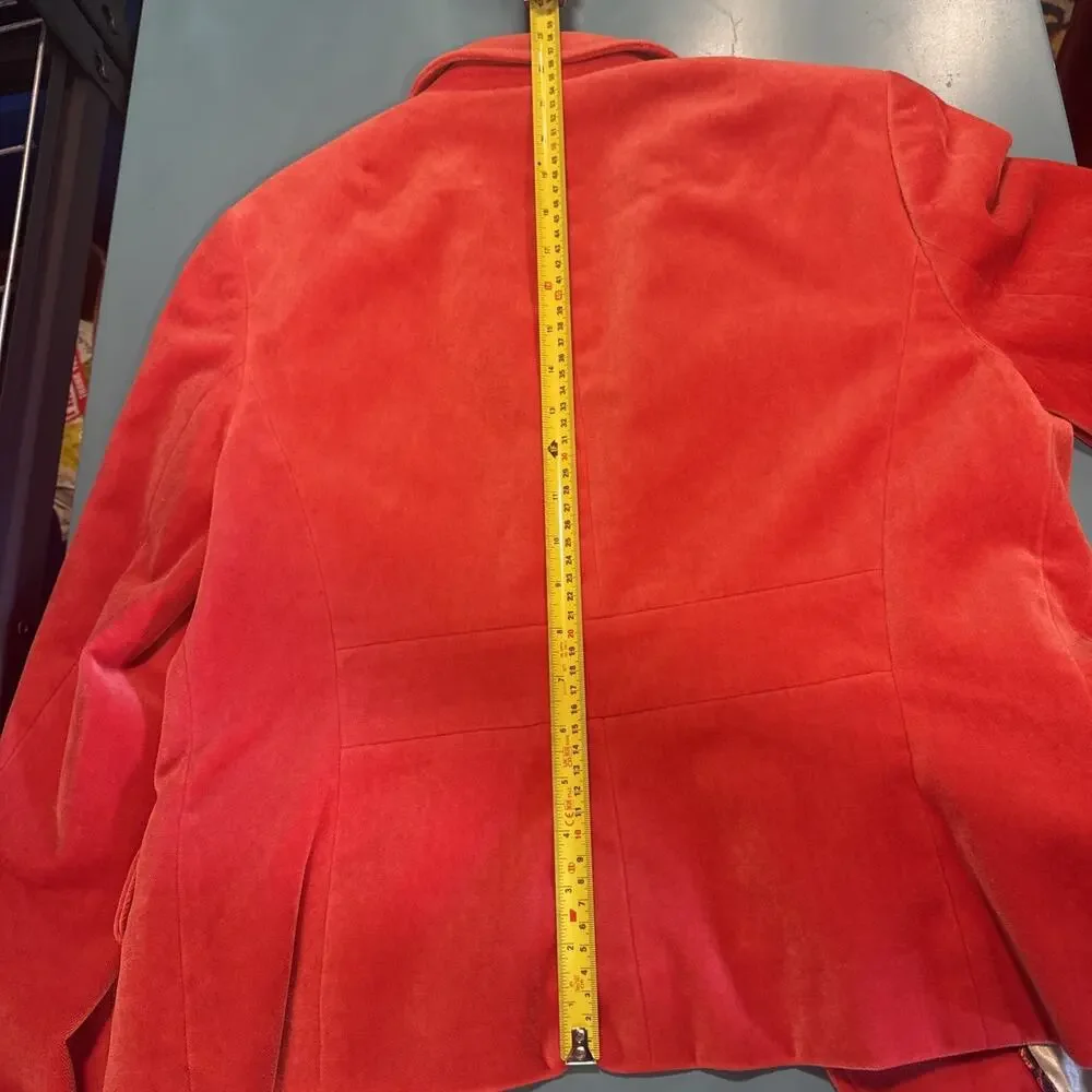 J Crew Velvet Women Cotton Red Holiday Blazer Jacket Aprox. size 8 Plz Measure!